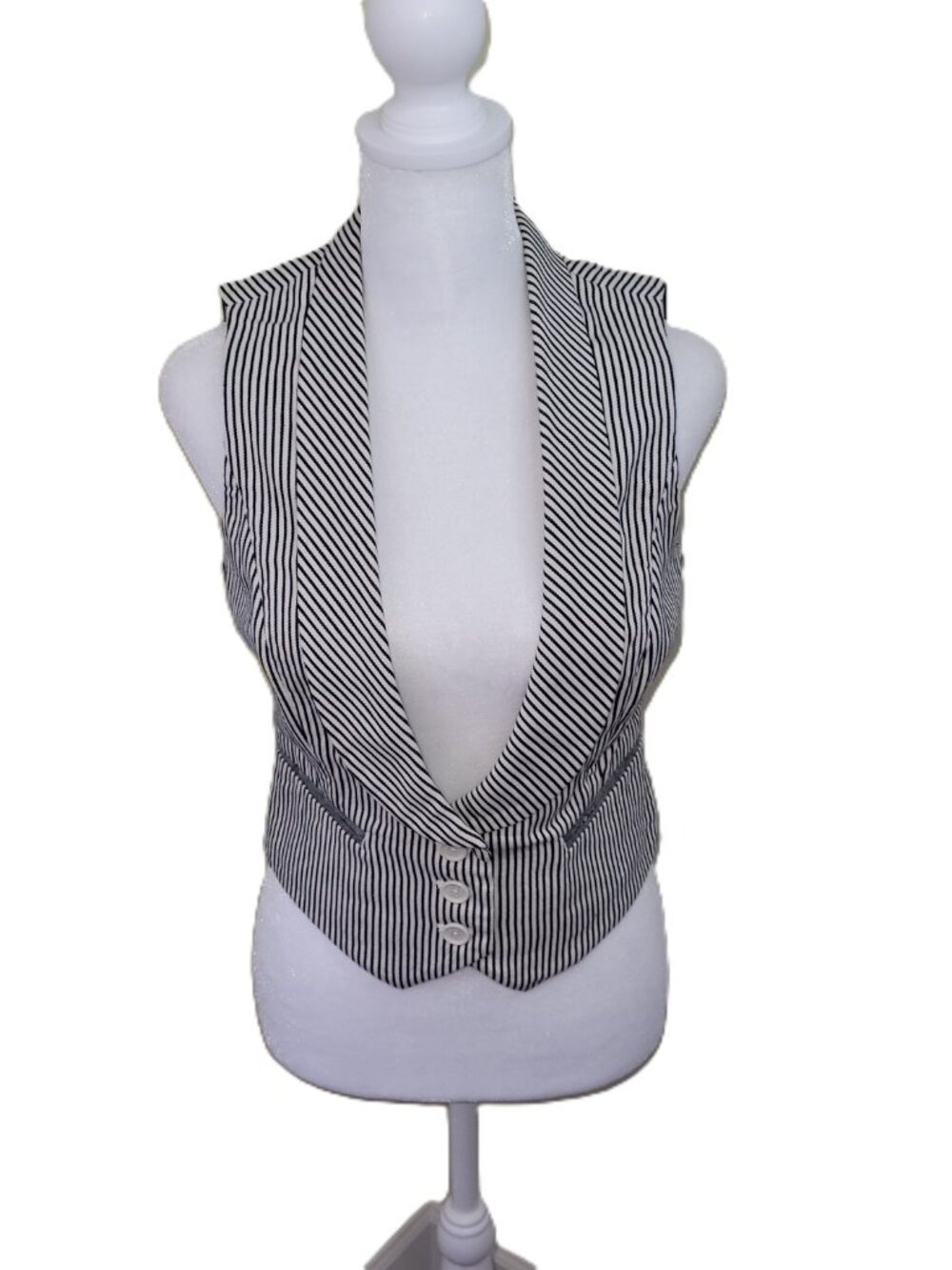 Armani Exchange Vest Dark Gray & White Striped Women's Size M